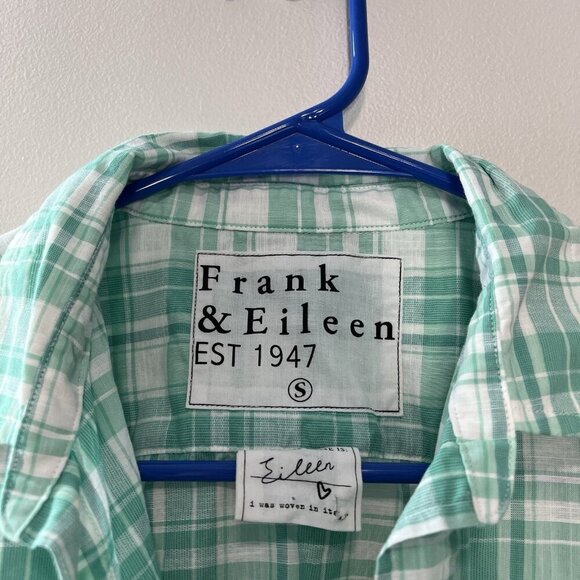 Frank & Eileen Eileen Plaid Cotton Button-up Shirt In Mint Plaid Size Small - Picture 3 of 7